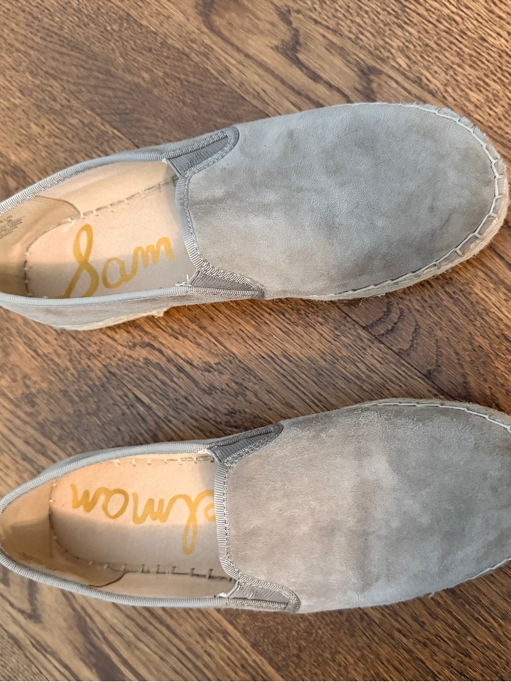 Sam Edelman Light Gray Suede Slip-On Espadrilles